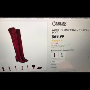 Carlos Santana Malbec Velvet Over The Knee Boots